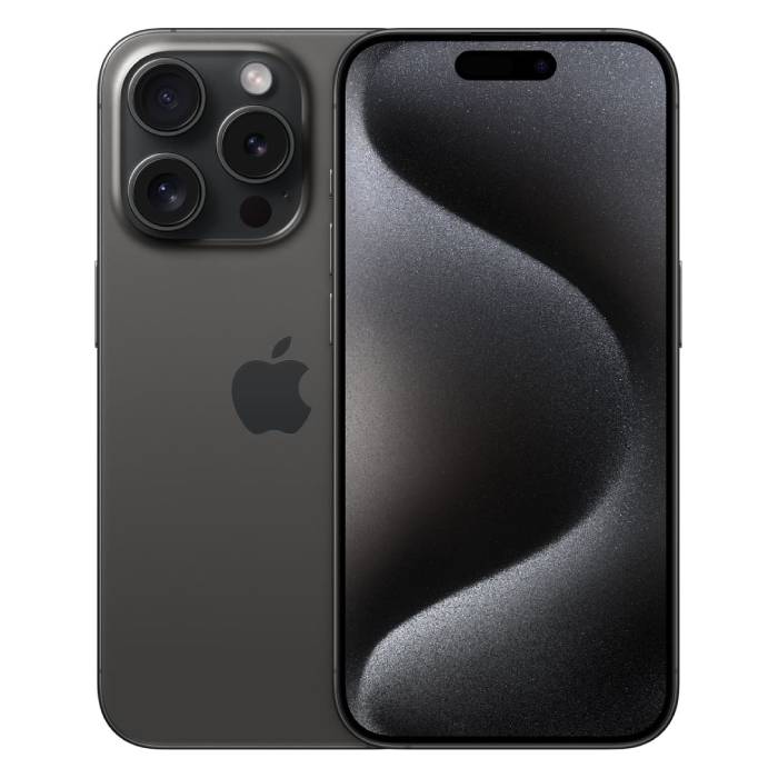 De Apple iPhone 15 Pro in de kleur Zwart titanium ...
