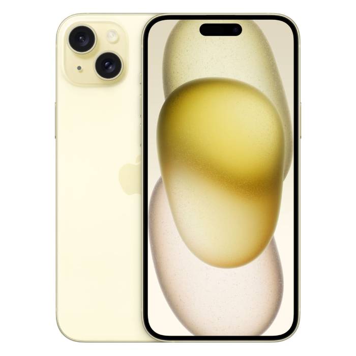 De Apple iPhone 15 Plus in de kleur geel is een ...